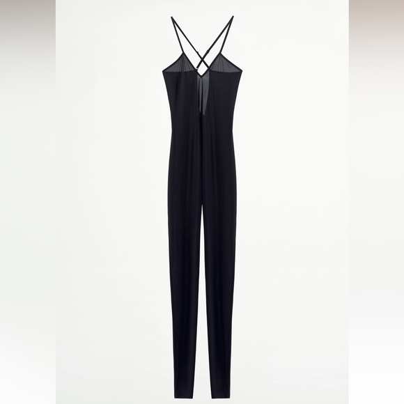 Zara black long strappy jumpsuit v neck adjustable cross back nwt - Picture 7 of 10